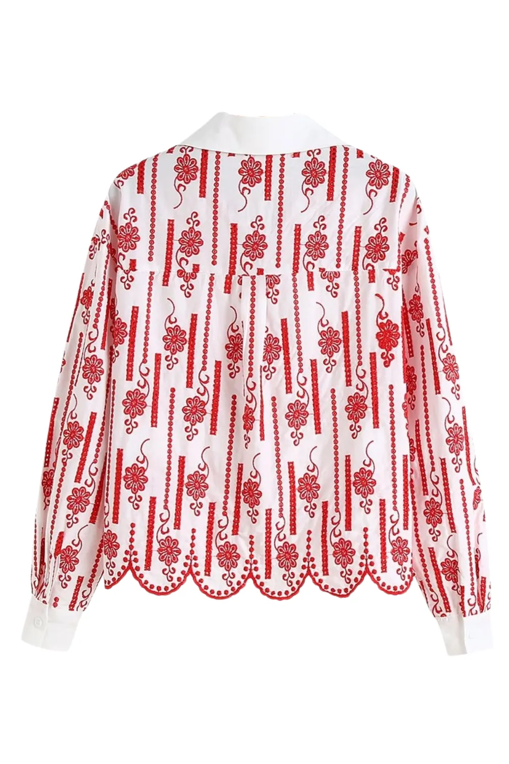 'Norma' Collared Embroidery Long Sleeve Blouse