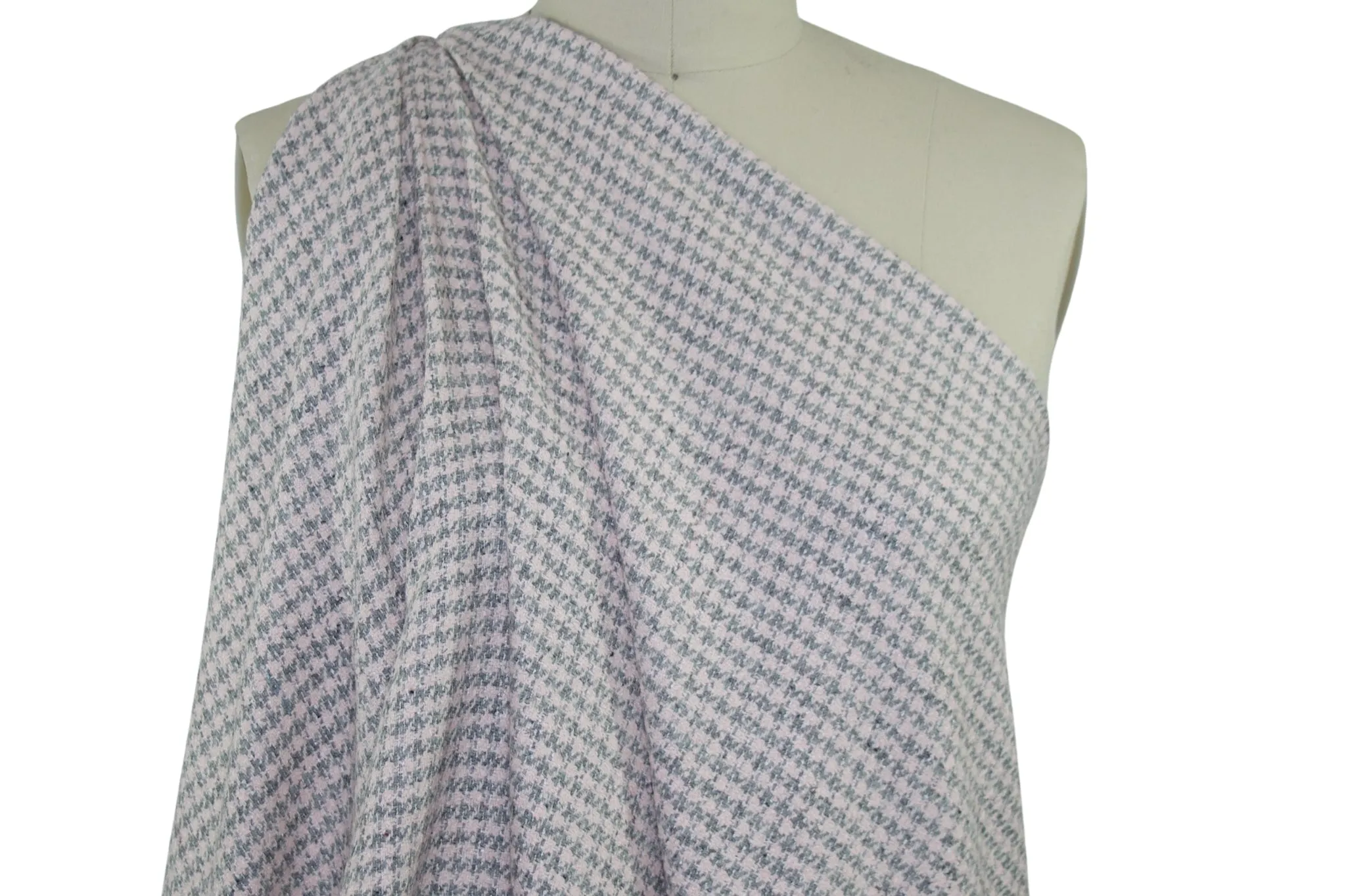 NY Designer Houndstooth Silk-blend Bouclé - Pink/Gray