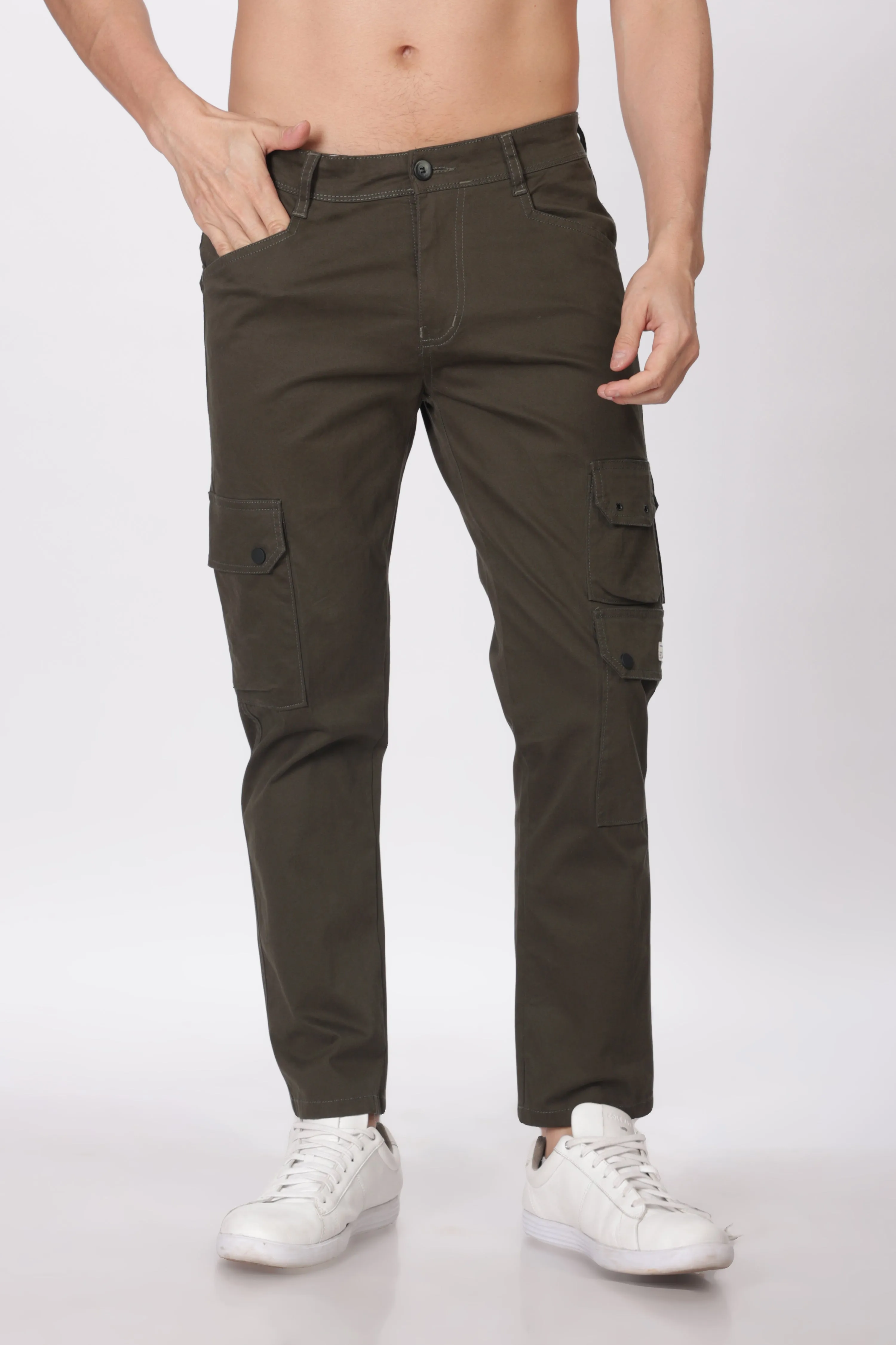 Olive Green Comfort Fit Cargo Pants