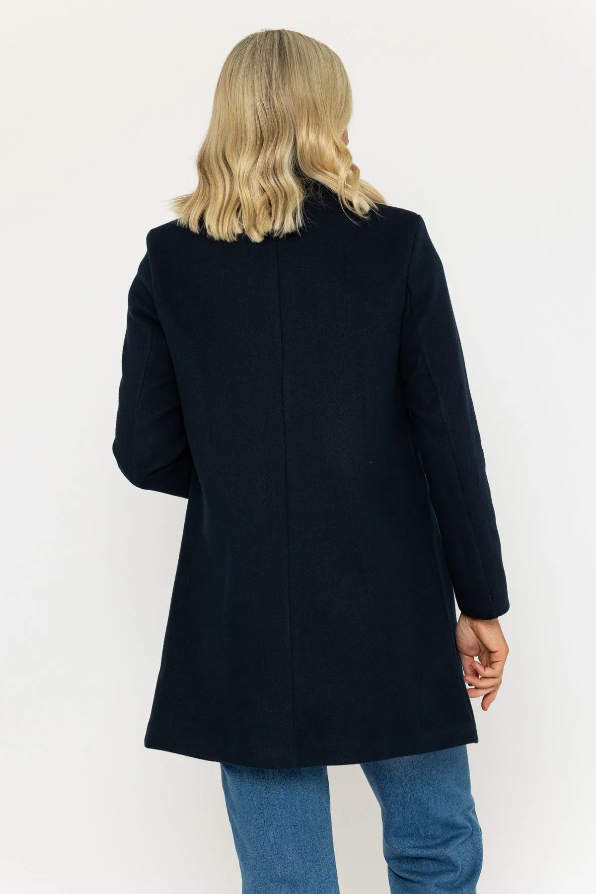 One Button Coat in Navy