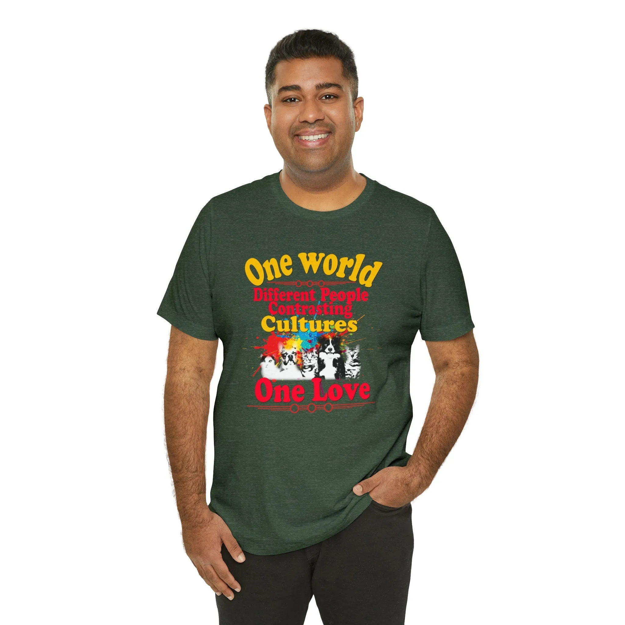 One World T-shirt | Different Cultures | One Love | Different People | Designer Shirts | T-shirt design