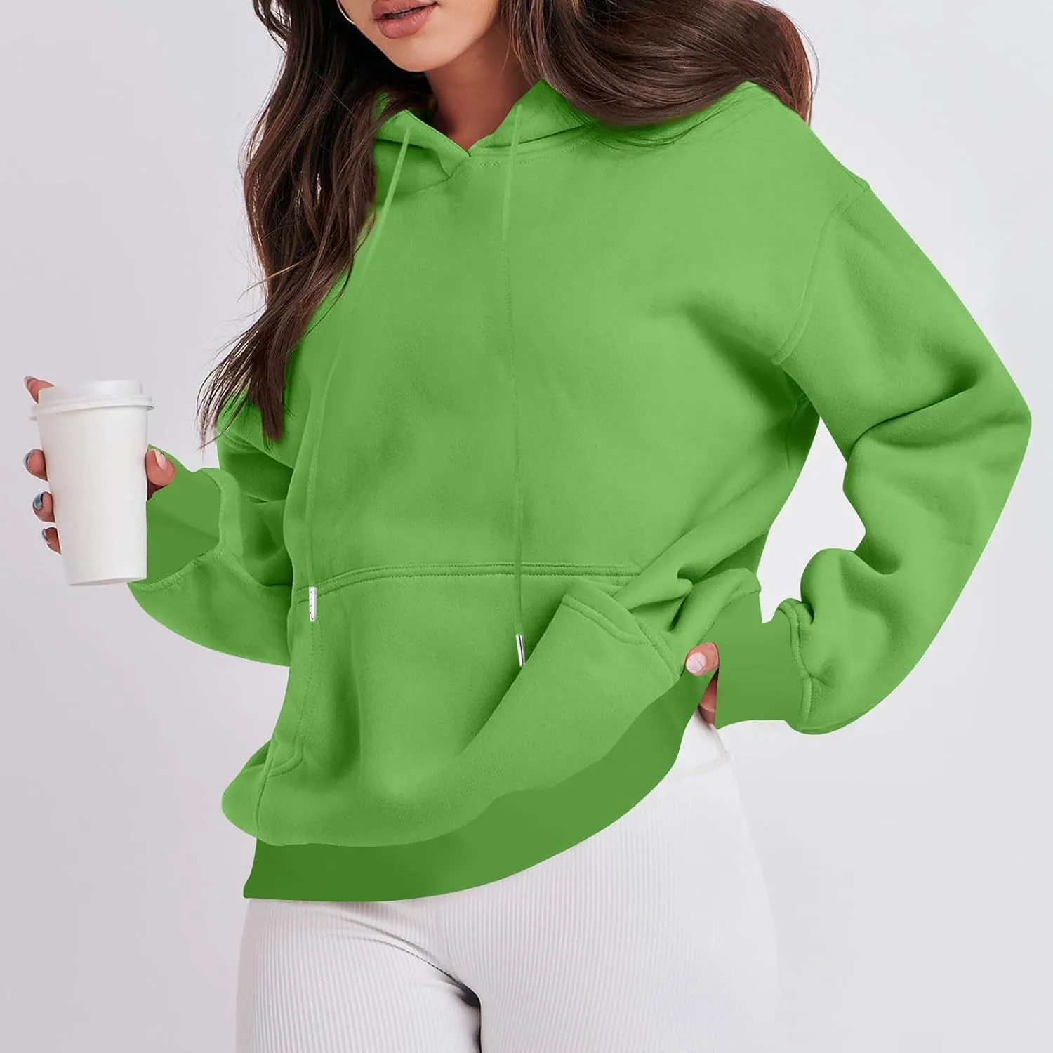 Oversized Hoodies for Women Loose Long Sleeve Crew Neck Sweatshirts Hooded Classic Solid Pullover with Pockets
