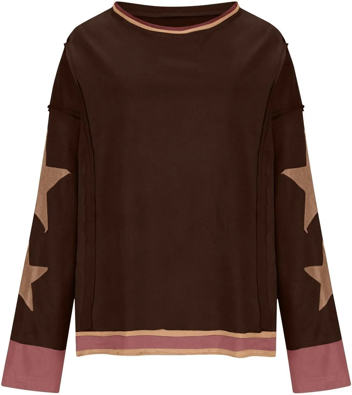 Oversized Sweatshirt for Women Lightweight Long Sleeve Crewneck Hoodies Star Tee Shirts 2024 Fall Pullover Clothes