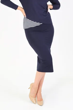 PENCIL SKIRT Navy Bamboo
