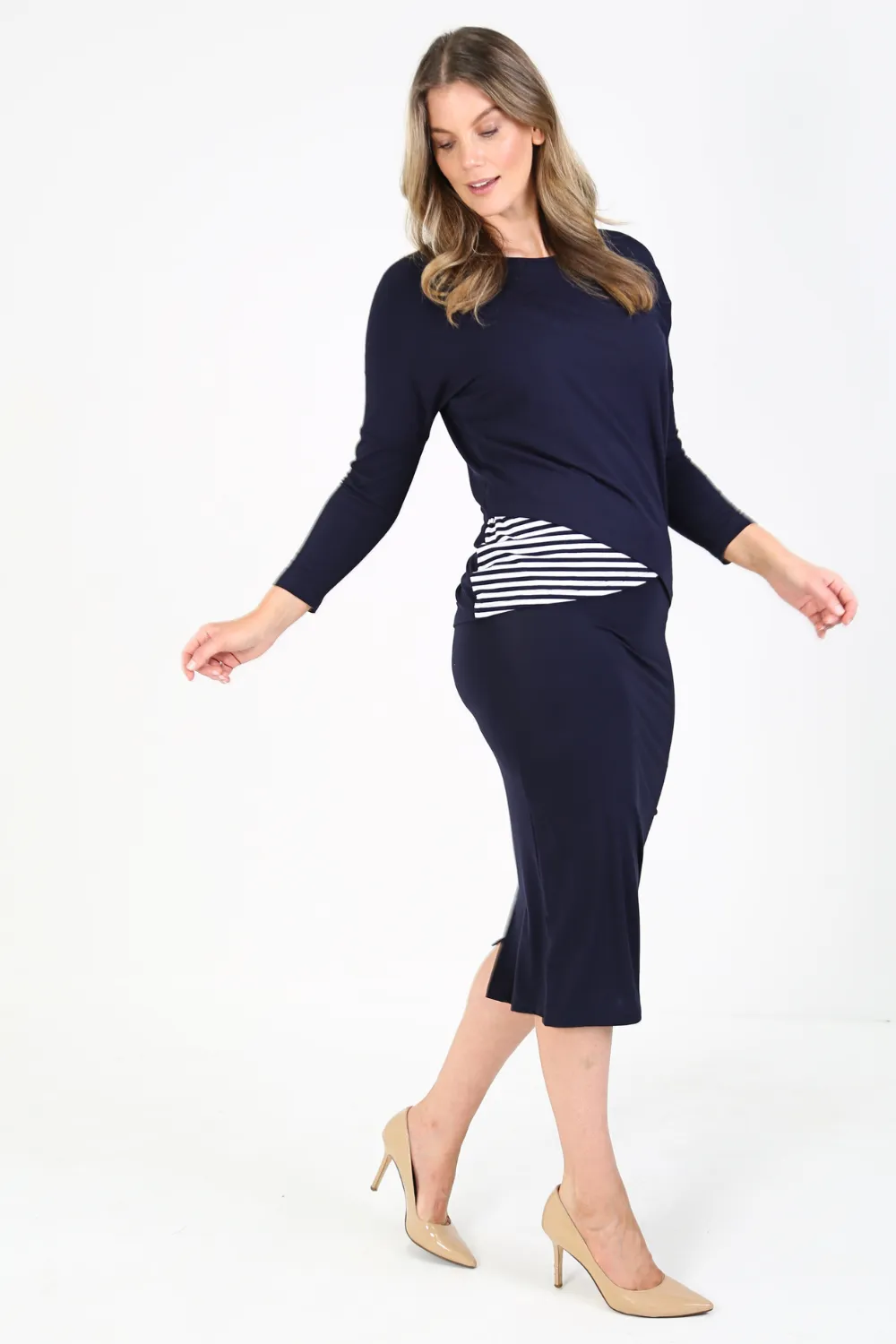 PENCIL SKIRT Navy Bamboo