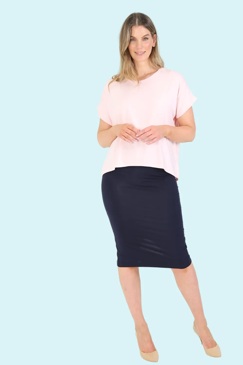 PENCIL SKIRT Navy Bamboo