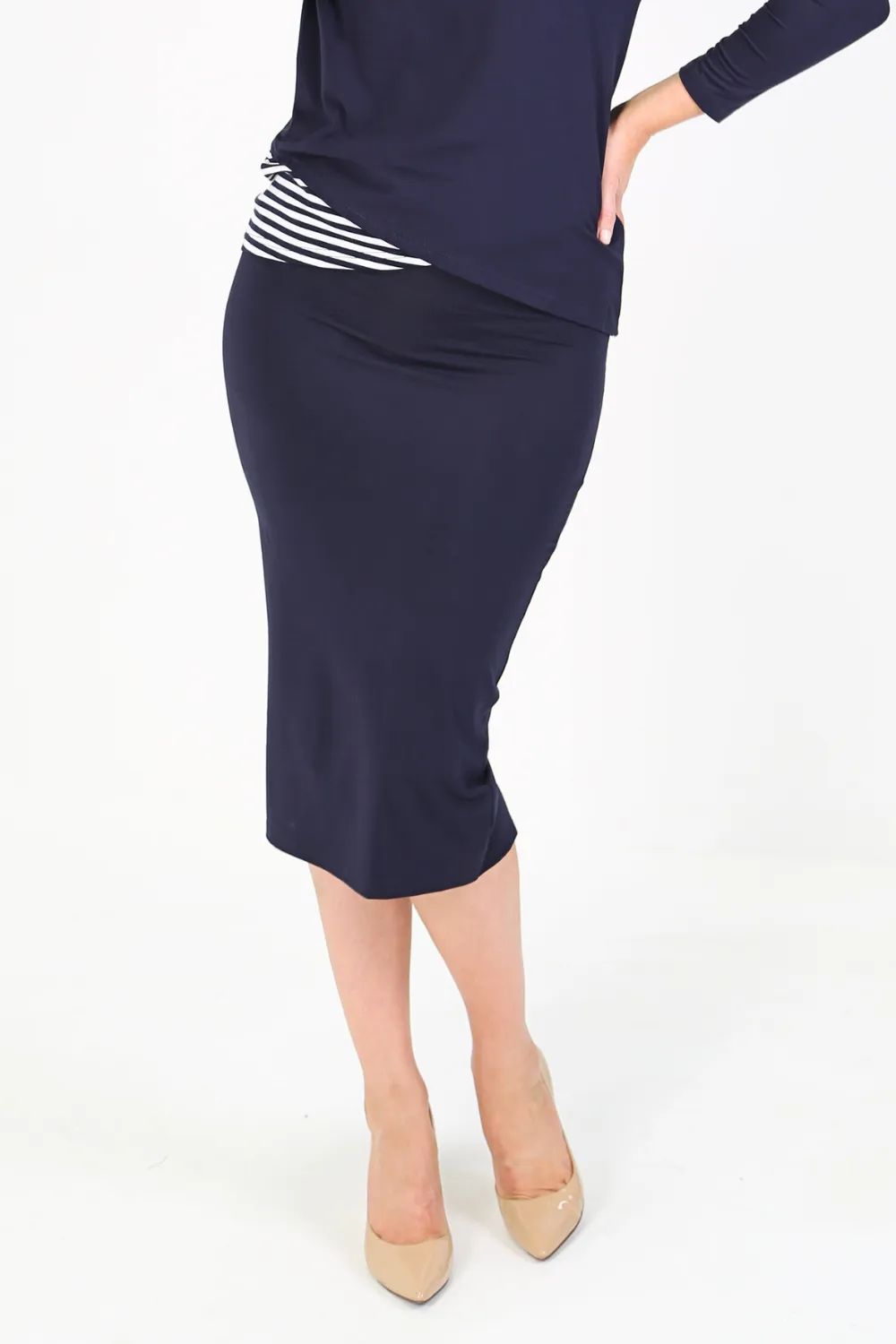 PENCIL SKIRT Navy Bamboo