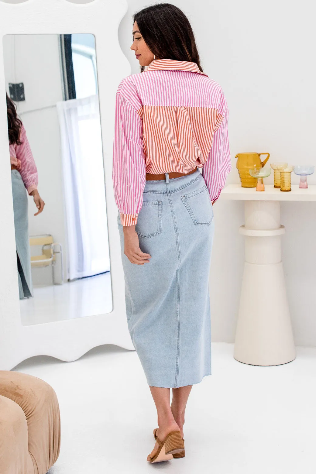 Perry Blouse Orange/Pink Stripe