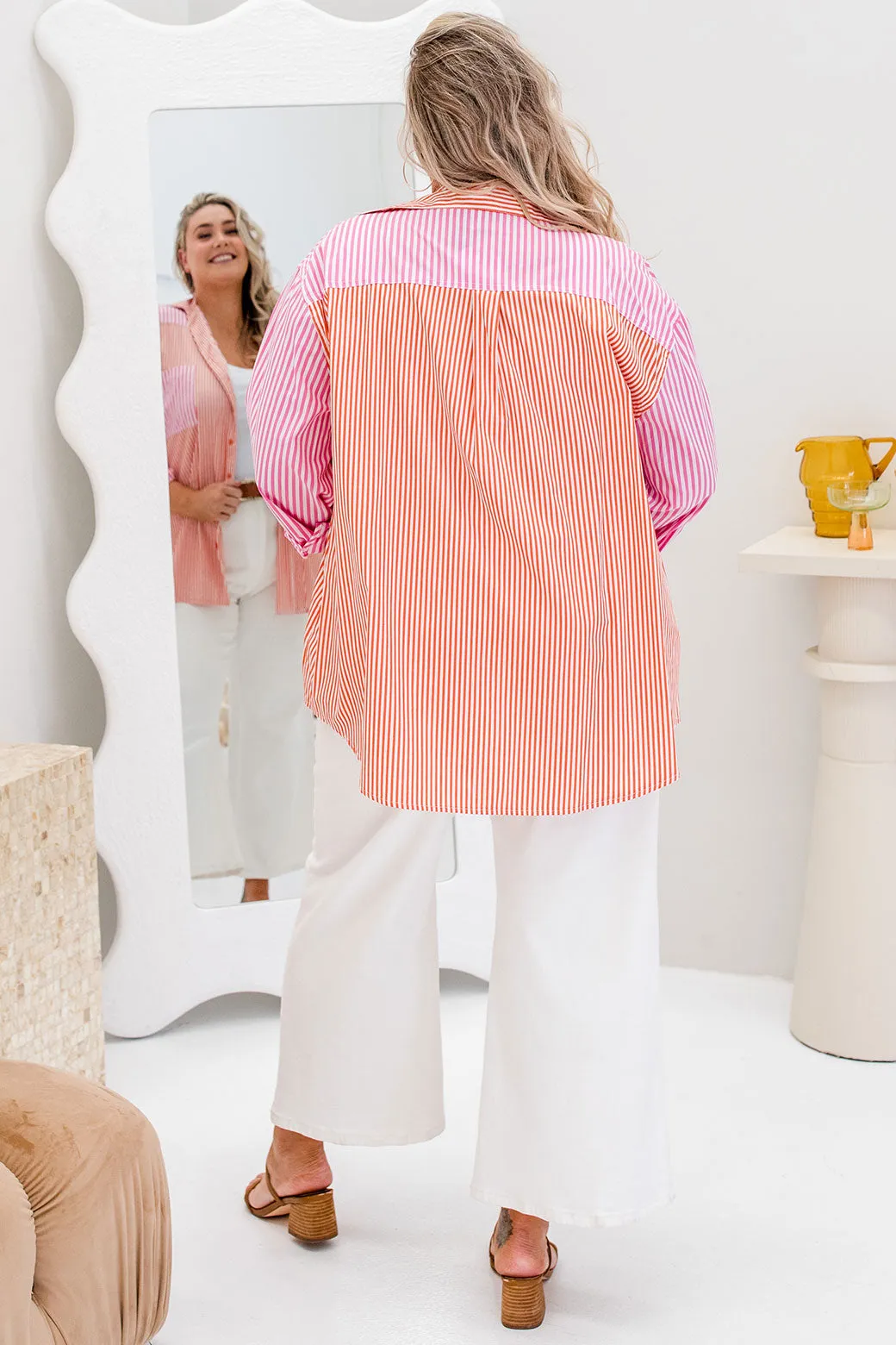 Perry Blouse Orange/Pink Stripe
