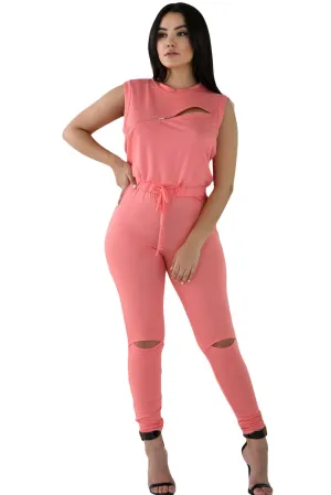 Pink Creative Stylish Jumpsuit