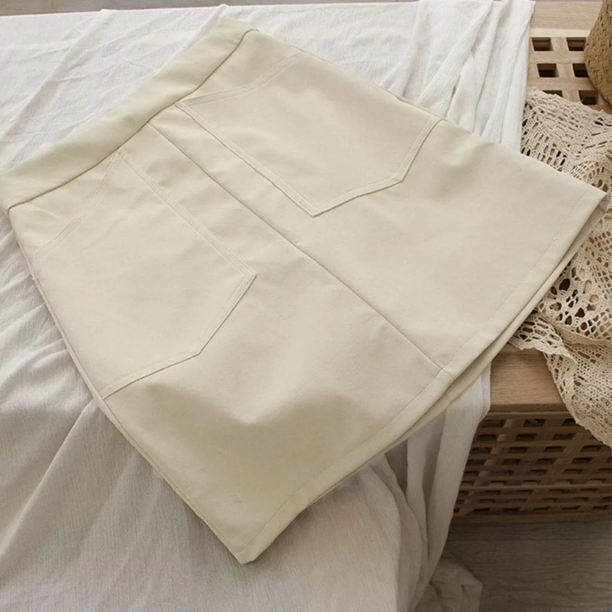 Pocket Stitching Mini Skirt