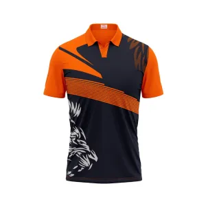 Polo Neck Printed Jersey Orange Design 9