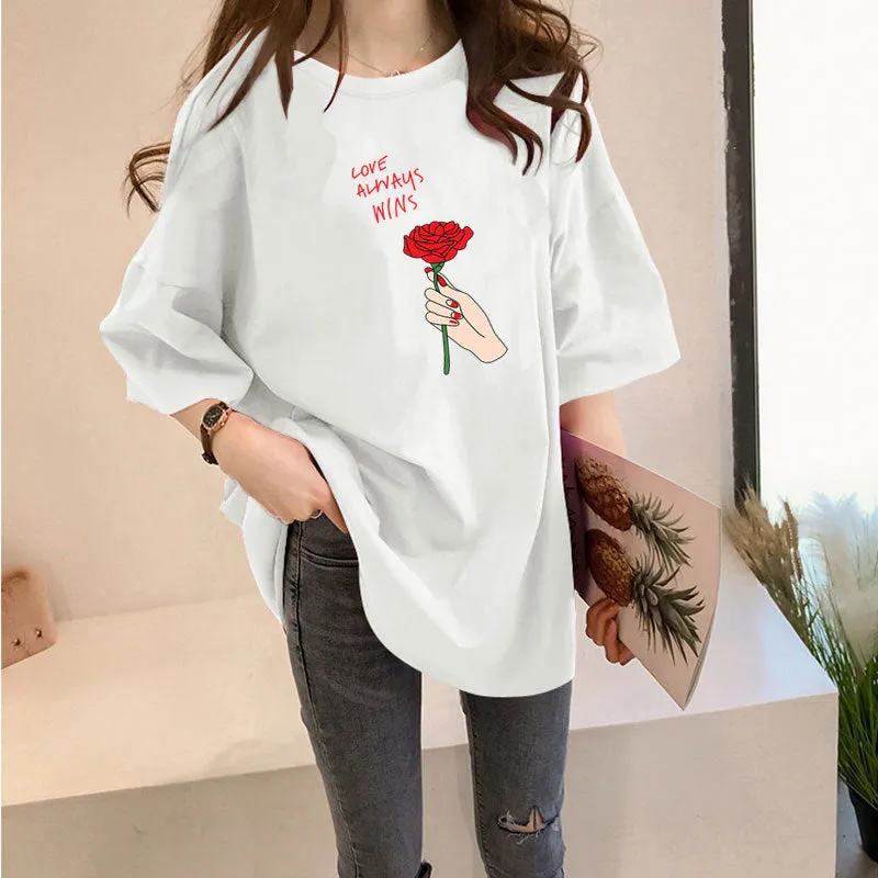Popular Korean Summer Short Sleeve T-Shirt Women Tops Trendy Plus Size Matching T-Shirt