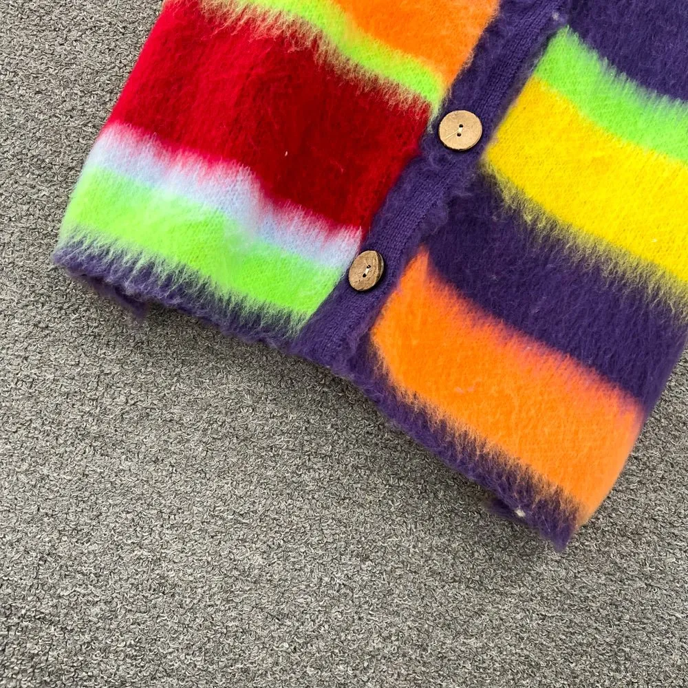 Pre Order:  Rainbow Stripes Knit Sweater   Skirt Set