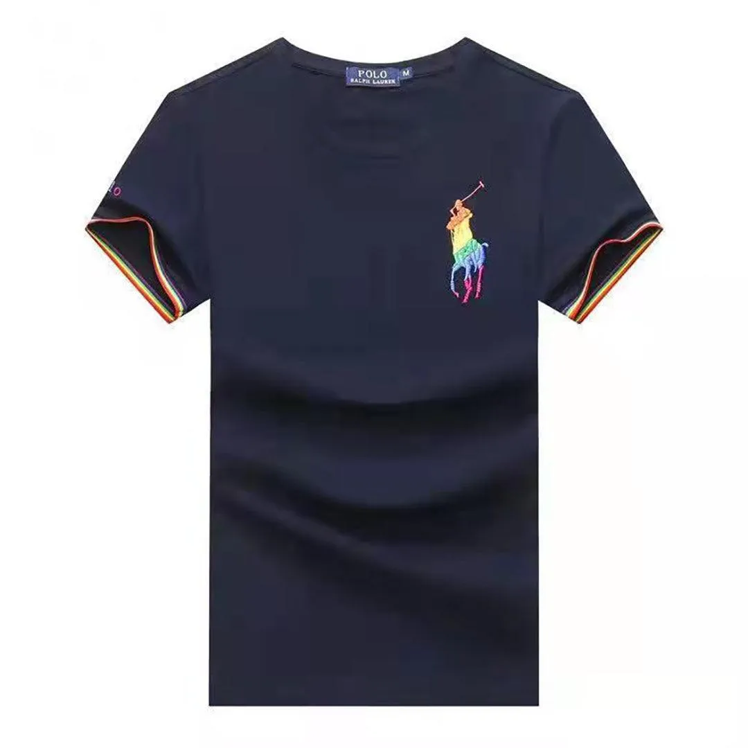 PRL Custom Fit Logo Designed Cotton T-shirt - Navyblue