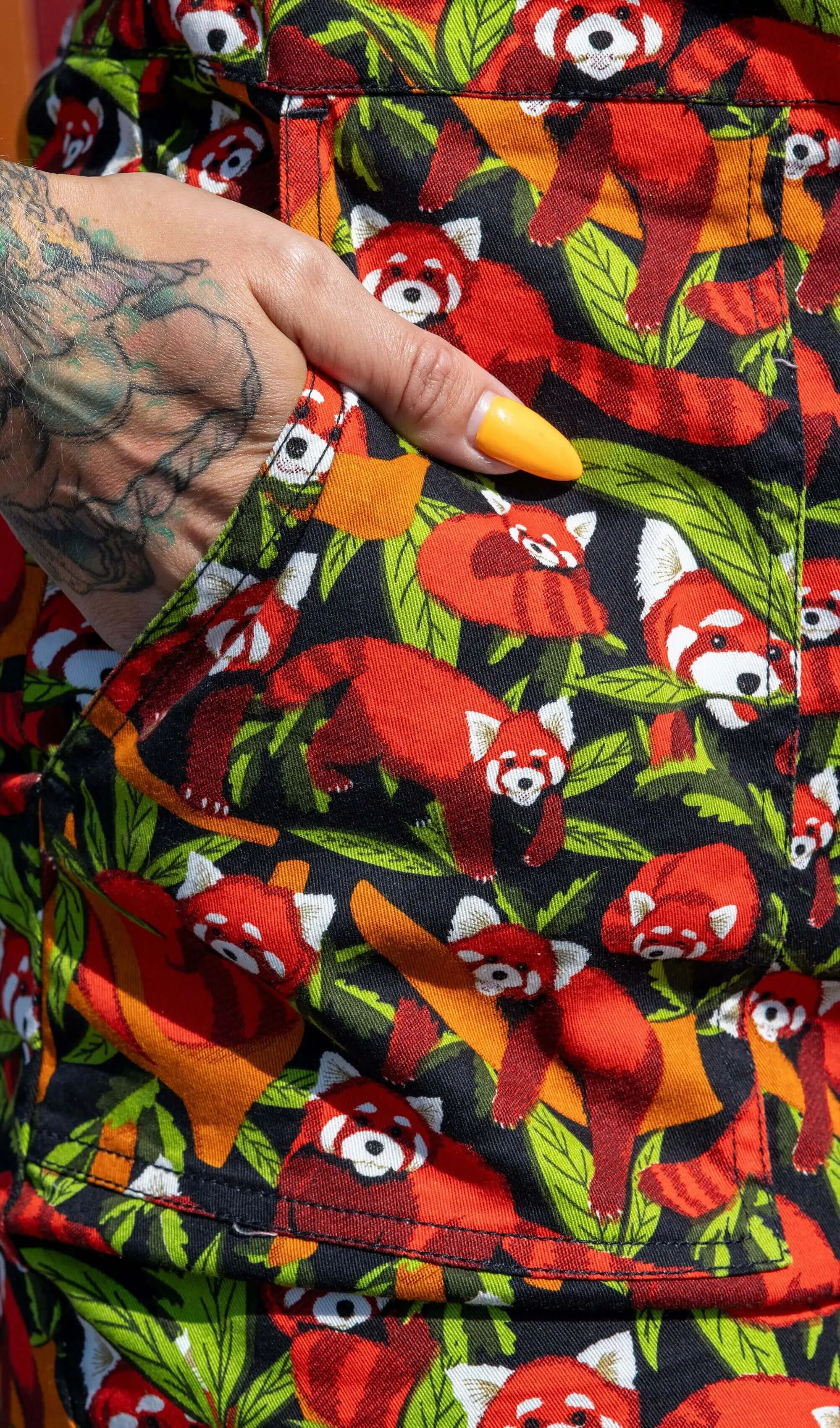 Red Panda Stretch Twill Playsuit