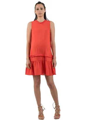 Ruffle Maternity Dress - Coral