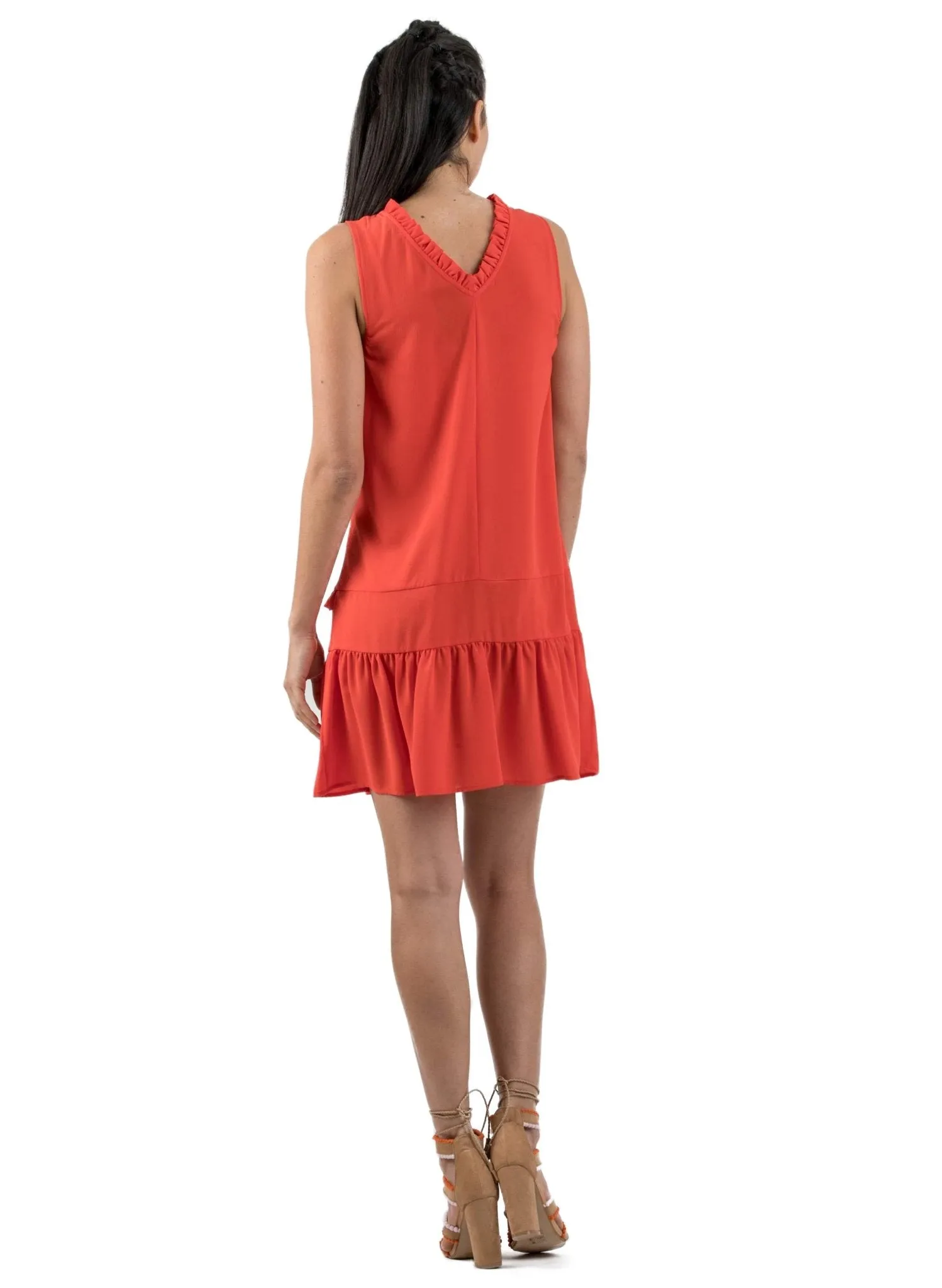 Ruffle Maternity Dress - Coral