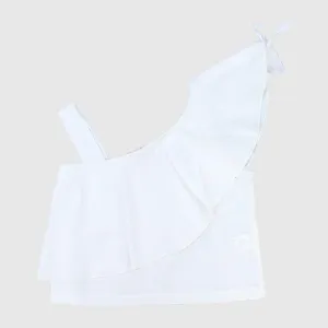 Ruffled Shoulder Sleeveless Blouse