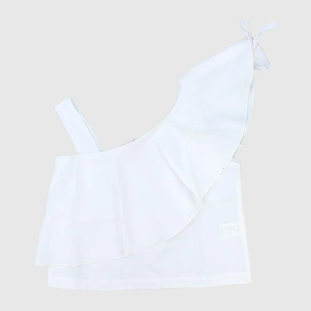 Ruffled Shoulder Sleeveless Blouse