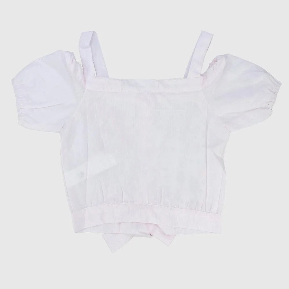 Ruffled Shoulders Short-Sleeved Blouse