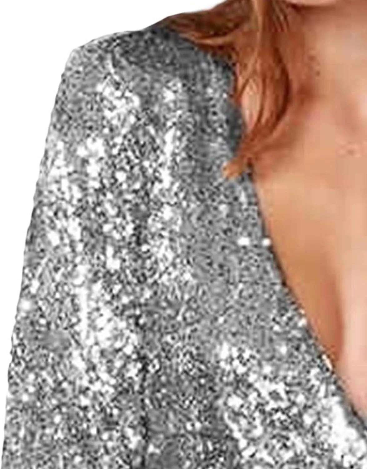 SEMATOMALA Women's Sequin Party Clubwear Romper Shiny Wrap V Neck Shorts Jumpsuit Deep V Neck Long Sleeve Disco Dance Outfits