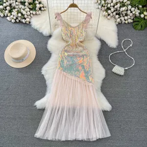 Sequin V Neck Backless Evening Dress Meshmermaid Dress 1352 Sequin V Neck Backless Evening Dress Meshmermaid Dress 1352