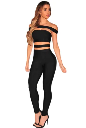 Sexy Black Off The Shoulder Bandage Jumpsuit