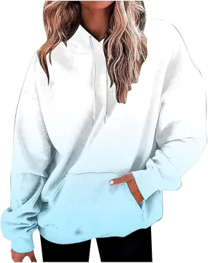 SHAOBGE Hoodies For Women Fall Marble Print Flowy Sweatshirt Long Sleeve Drawstring Blouses And Tops Winter Casual Clothing