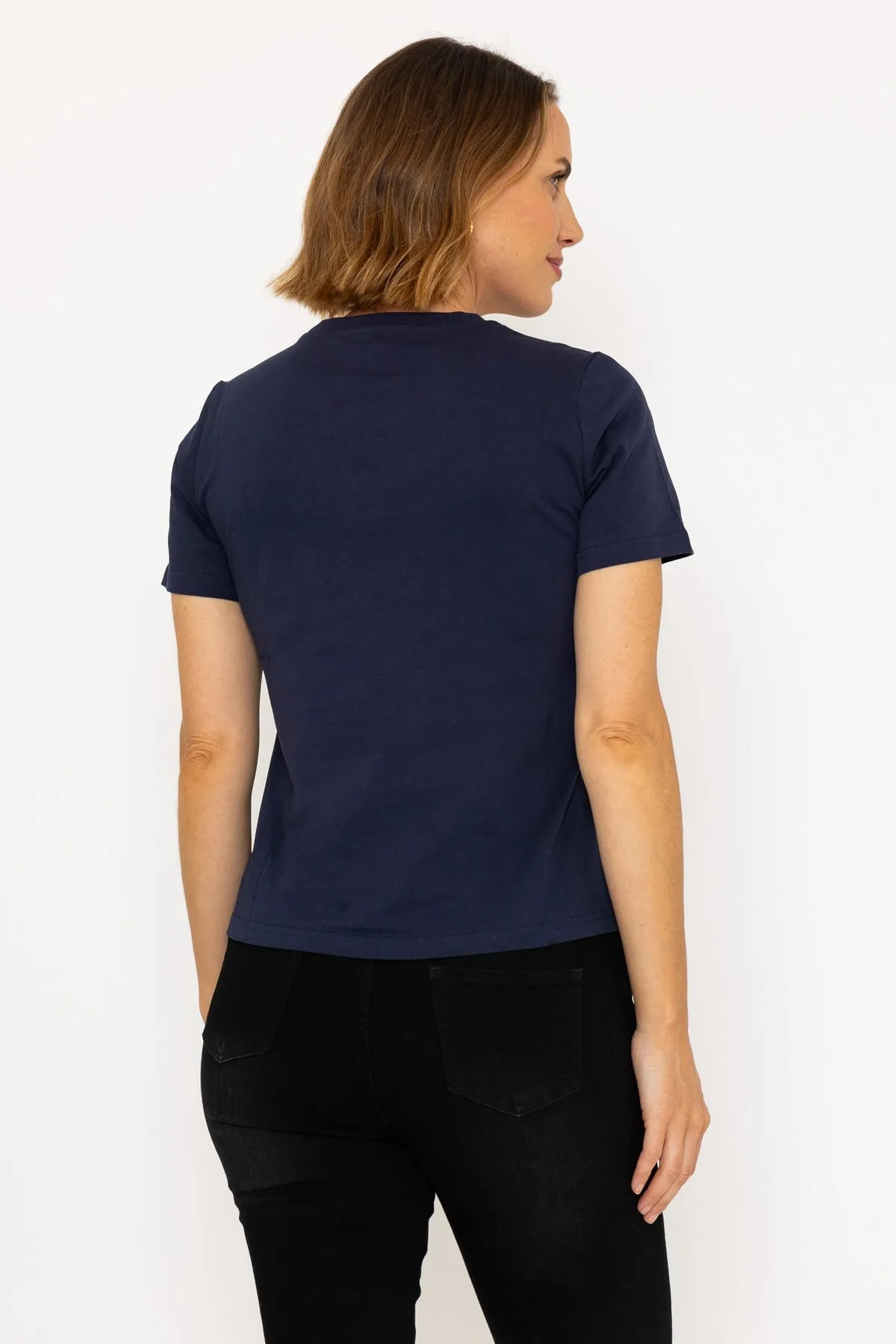 Short Sleeve Round Neck Tee in Navy