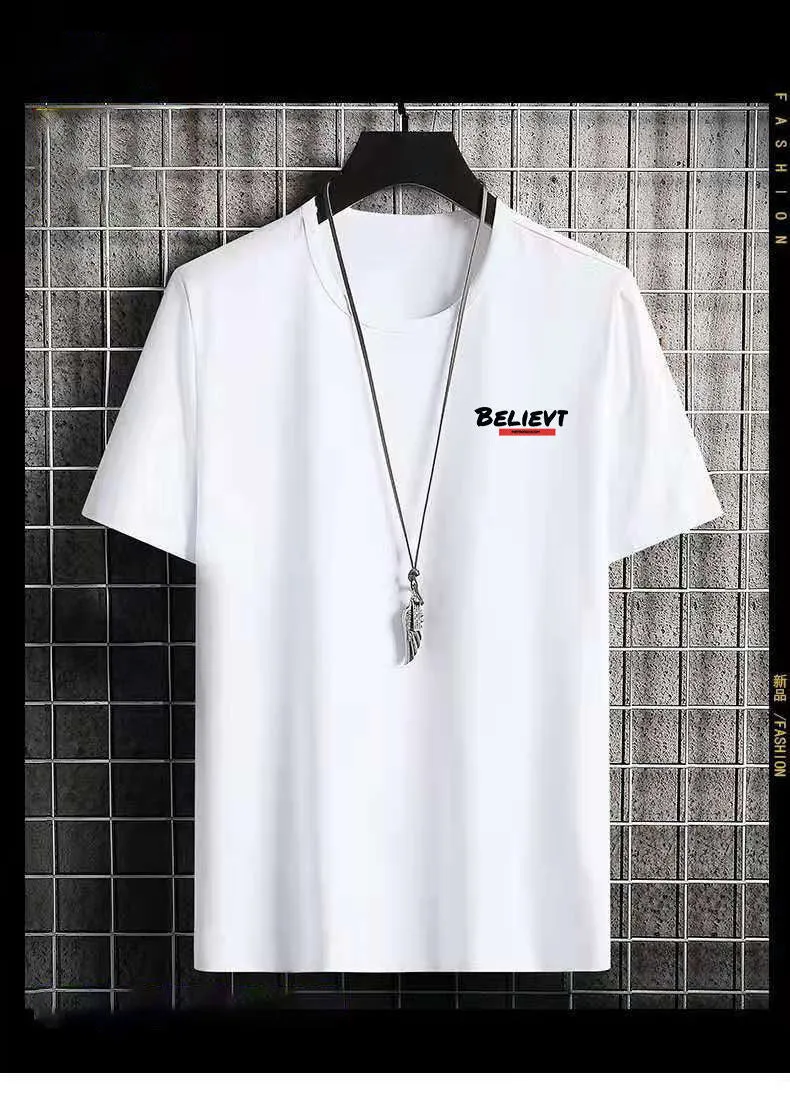 Short Sleeve T-Shirt Matching Slim Look Trendy Half Sleeved Tops T-Shirt