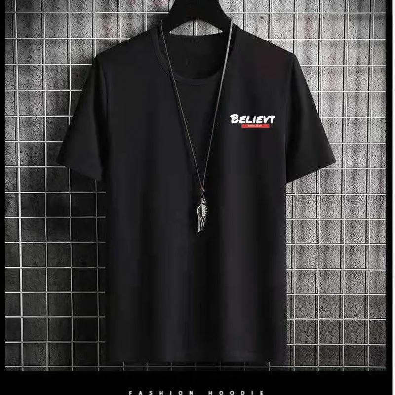 Short Sleeve T-Shirt Matching Slim Look Trendy Half Sleeved Tops T-Shirt