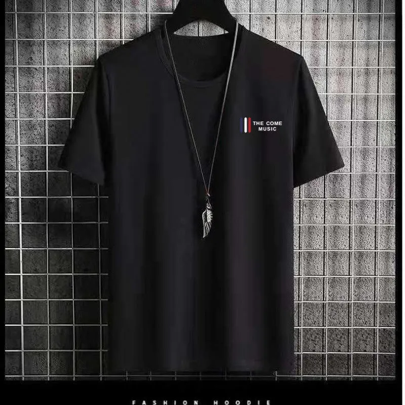 Short Sleeve T-Shirt Matching Slim Look Trendy Half Sleeved Tops T-Shirt