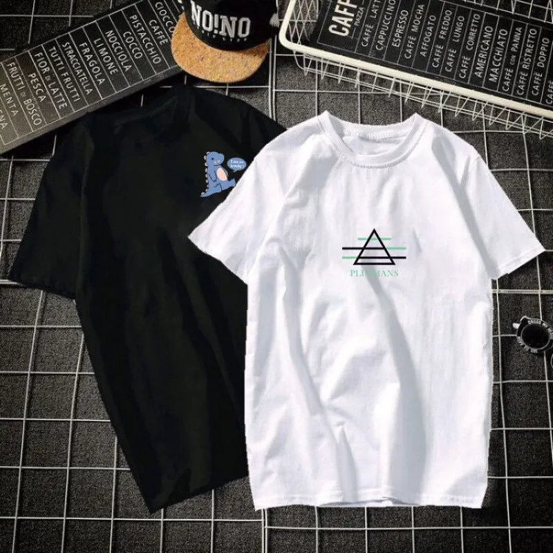 Short Sleeve T-Shirt Matching Slim Look Trendy Half Sleeved Tops T-Shirt