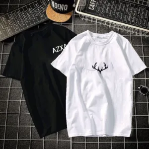 Short Sleeve T-Shirt Matching Slim Look Trendy Half Sleeved Tops T-Shirt