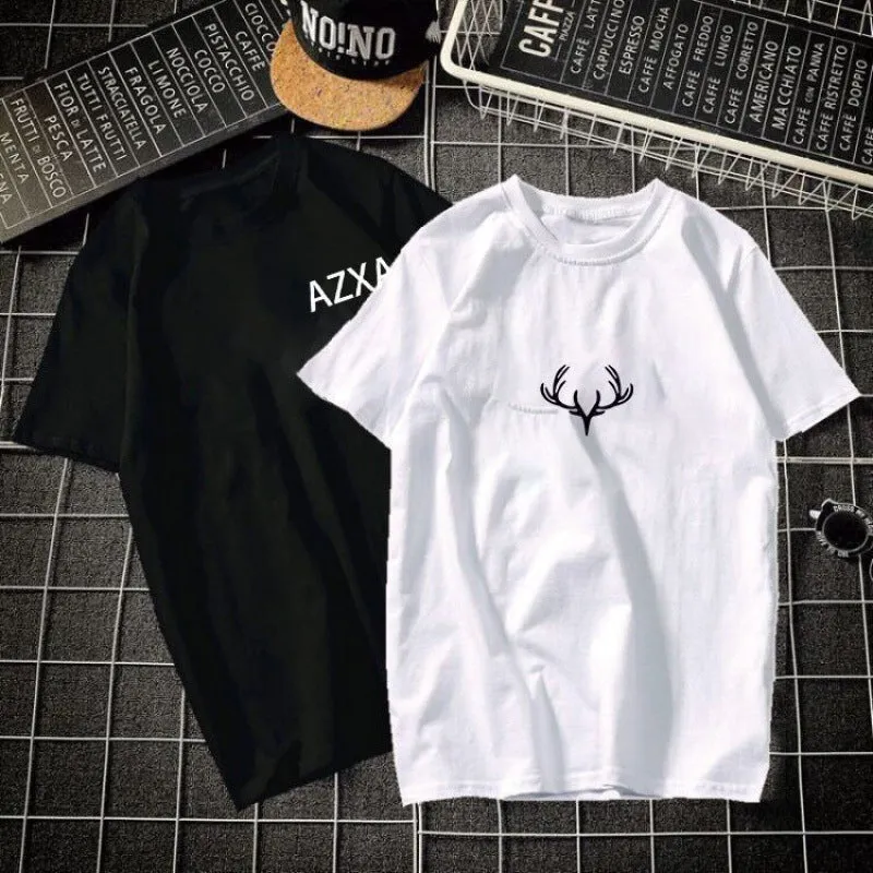 Short Sleeve T-Shirt Matching Slim Look Trendy Half Sleeved Tops T-Shirt
