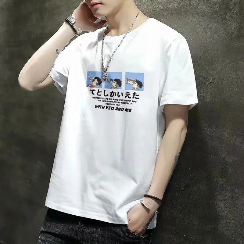 Short Sleeve T-Shirt Summer Trendy Student Tops Half Sleeved Teens Matching T-Shirt