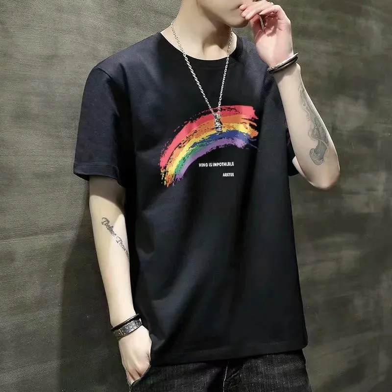 Short Sleeve T-Shirt Summer Trendy Student Tops Half Sleeved Teens Matching T-Shirt