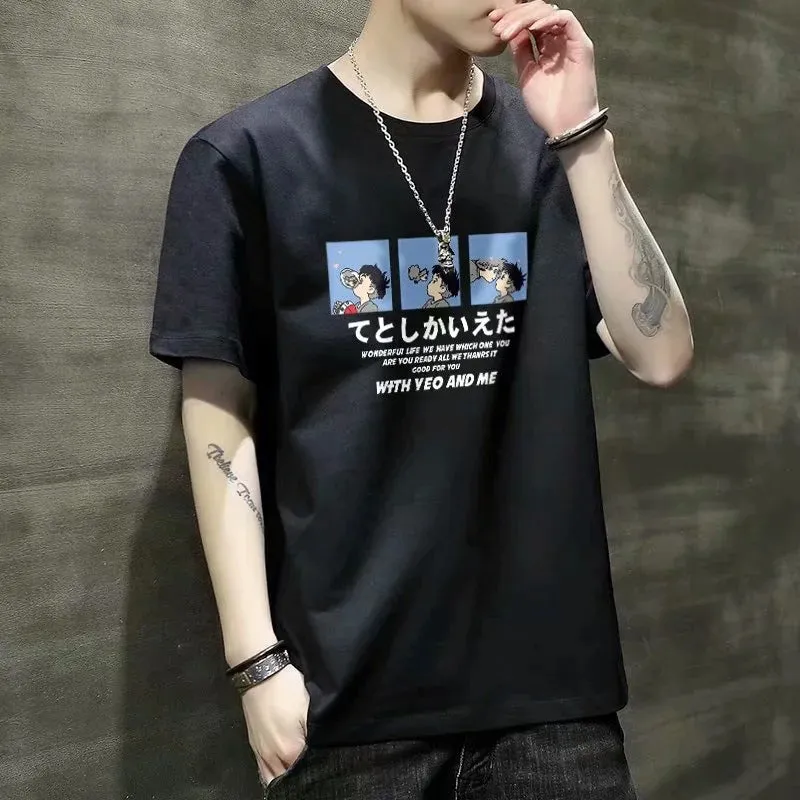 Short Sleeve T-Shirt Summer Trendy Student Tops Half Sleeved Teens Matching T-Shirt