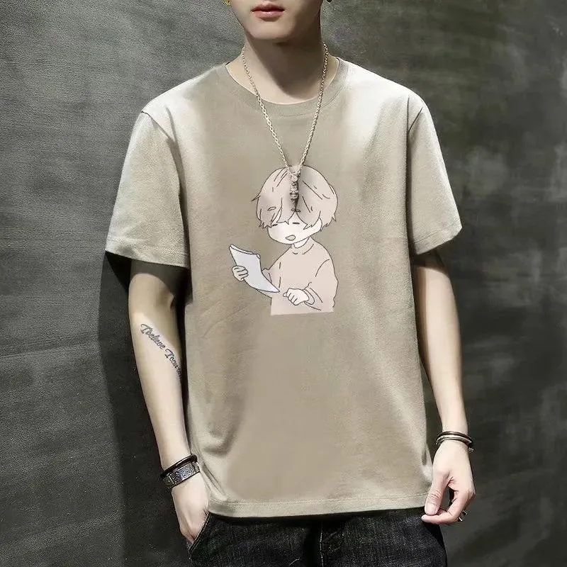Short Sleeve T-Shirt Summer Trendy Student Tops Half Sleeved Teens Matching T-Shirt