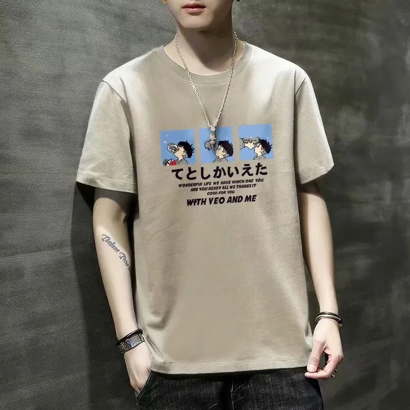 Short Sleeve T-Shirt Summer Trendy Student Tops Half Sleeved Teens Matching T-Shirt