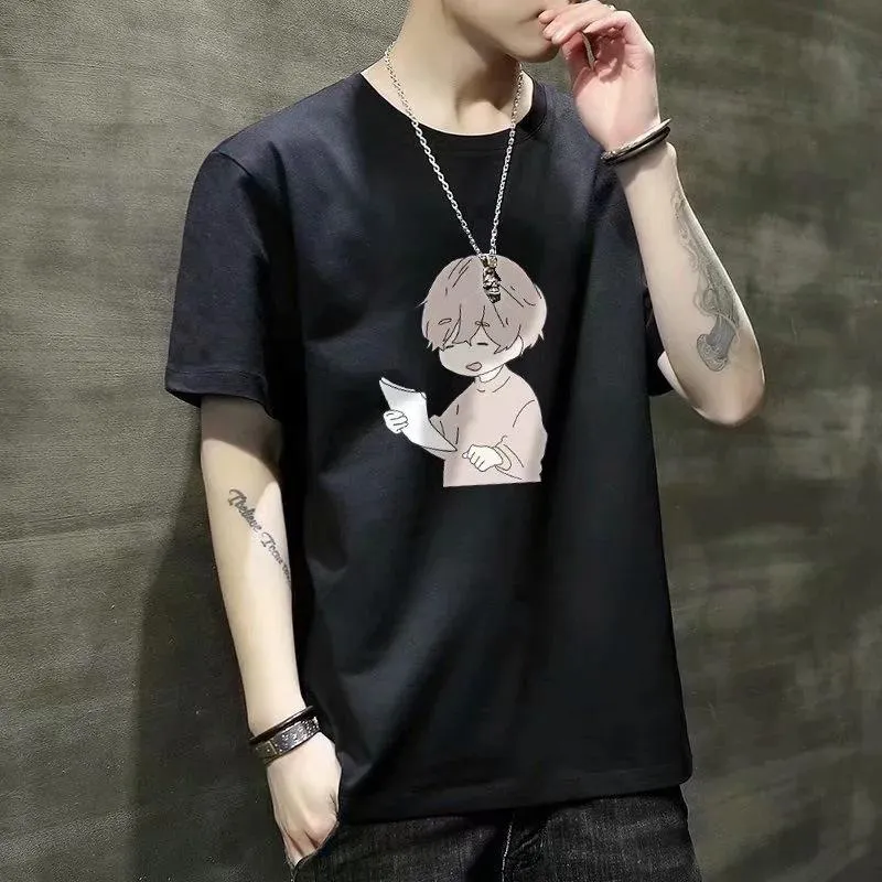Short Sleeve T-Shirt Summer Trendy Student Tops Half Sleeved Teens Matching T-Shirt