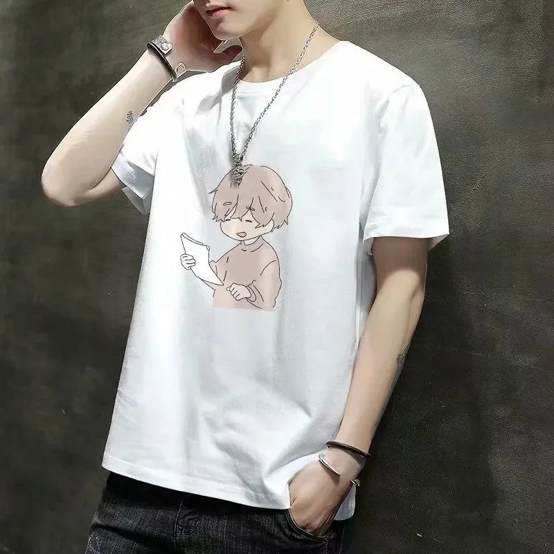 Short Sleeve T-Shirt Summer Trendy Student Tops Half Sleeved Teens Matching T-Shirt