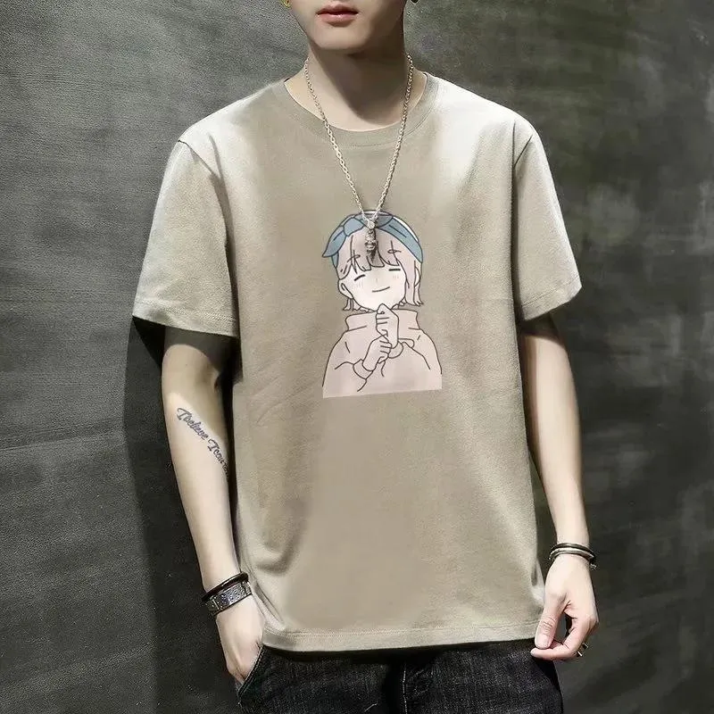 Short Sleeve T-Shirt Summer Trendy Student Tops Half Sleeved Teens Matching T-Shirt