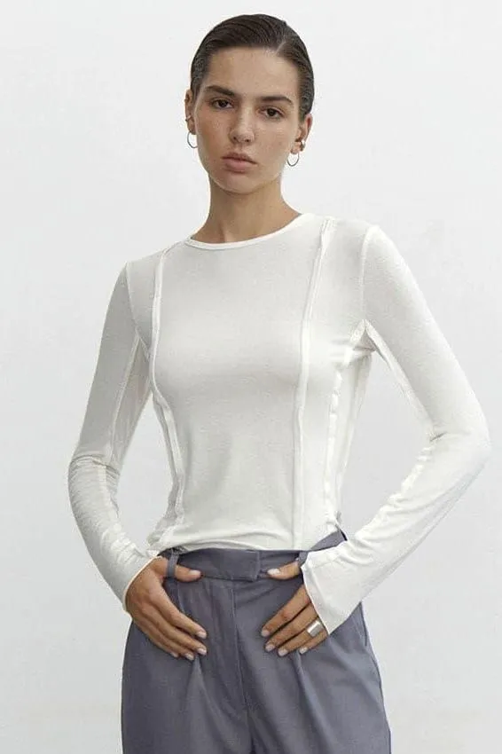 Simple round neck casual  long-sleeved T-shirt