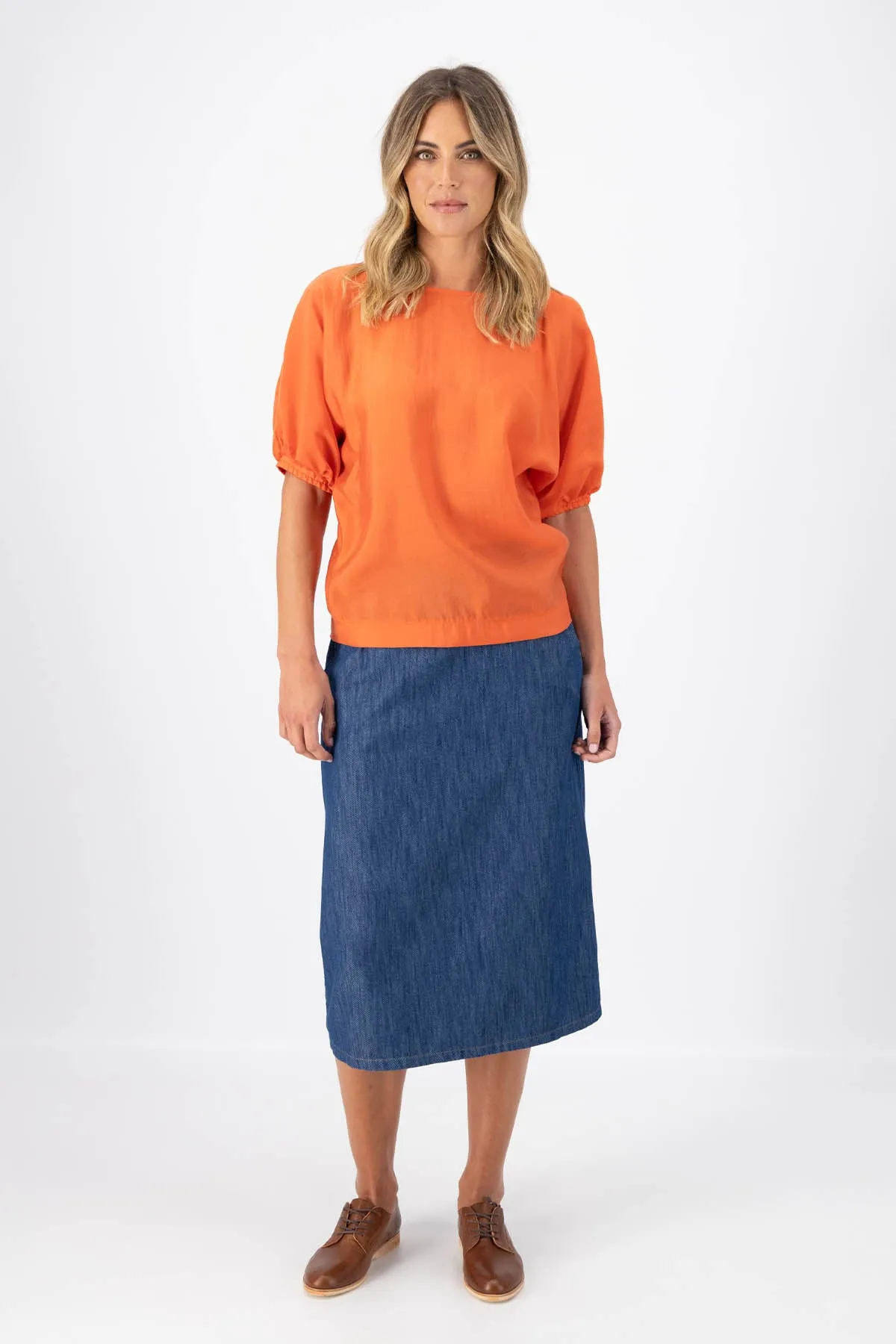 Skyscraper Camisa Orange in Fine Tencel
