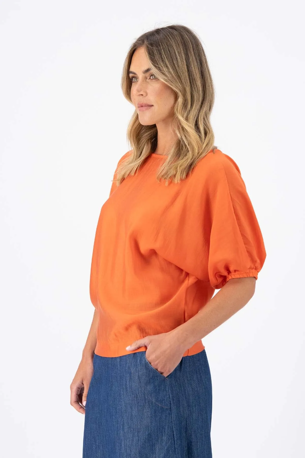 Skyscraper Camisa Orange in Fine Tencel