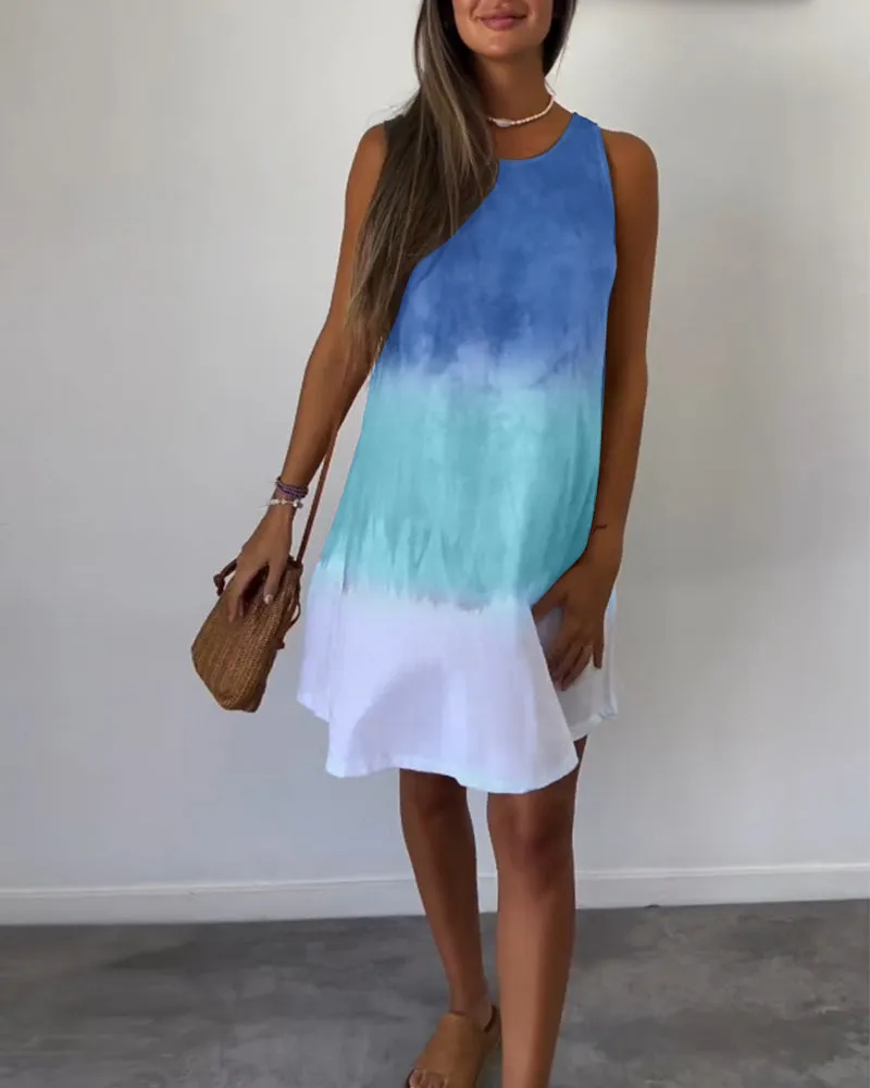 Sleeveless color block casual dress
