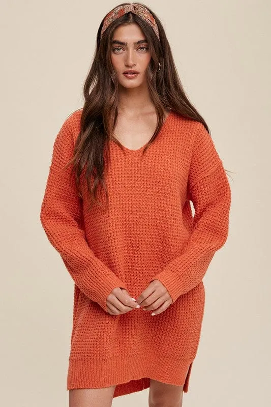 Slouchy V-neck Ribbed Knit Sweater *Online Only*