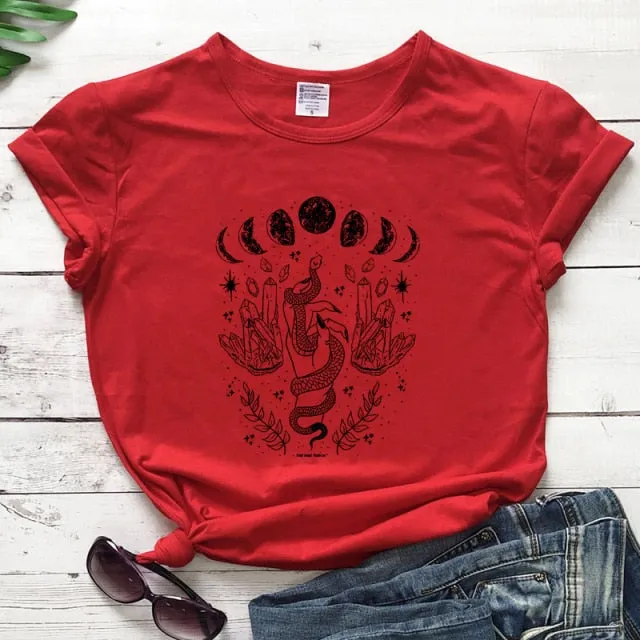 Snake Moon Phase Crystal T-Shirt